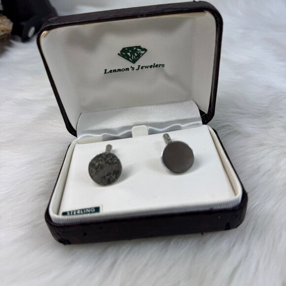Other - Vintage Lennons Jewelers Boxed Sterling Silver Round Cuff Links .75"